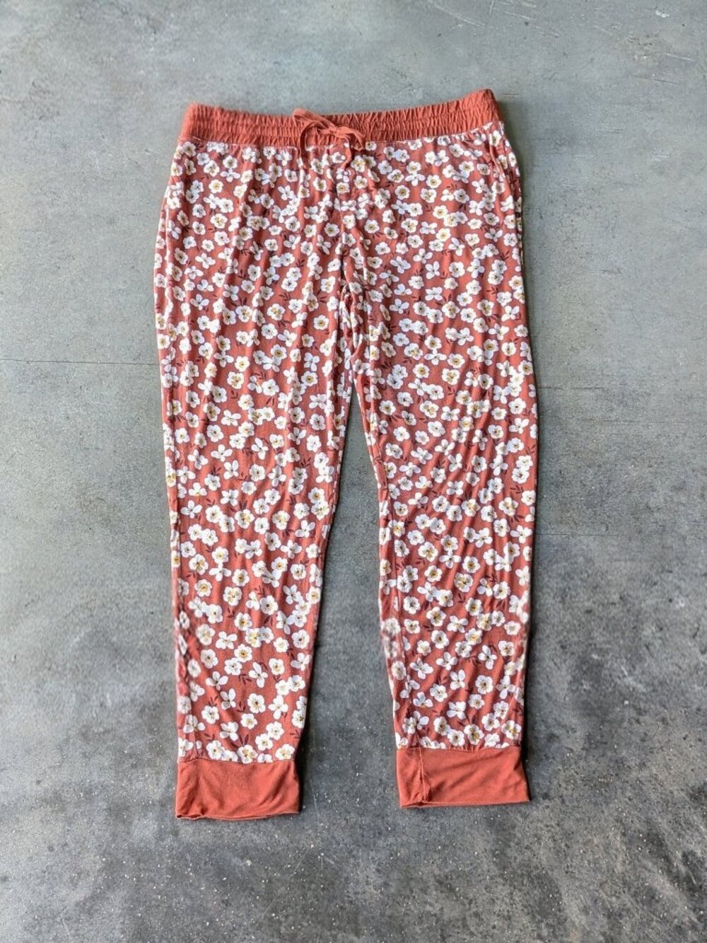 Little Sleepies Women's Mocha Blossom Pajamas Pants Orange Brown Floral size XL